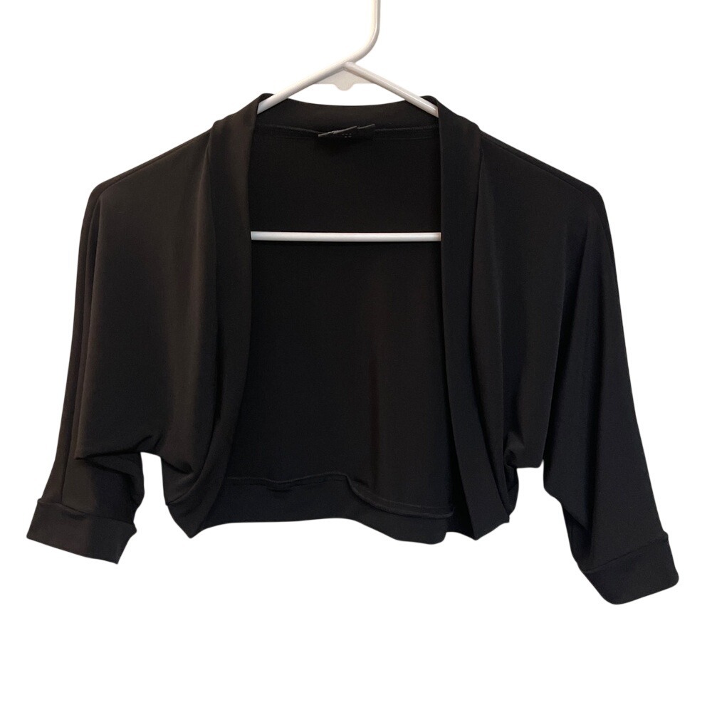Dressbarn Collection Black Shrug Bolero Open Front Cropped Cardigan Medium USA